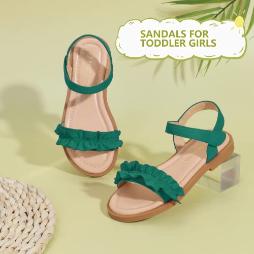 Image of PANDANINJIA Girls Sandals, Open Toe Cute Bow Princess Girls Flats, Sparkly Summer Dress Shoes Sandals for Toddler /Little Kid /Big Kid