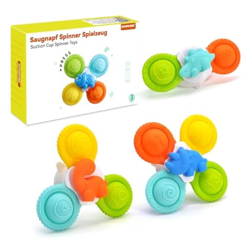 ECHOCUBE Ventosas Juguetes Spinner, 3 PCS Spinning Juguetes sensoriales Regalo de cumpleaños, Juguetes de succión de Silicona Juguetes de baño para niños y niñas