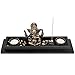 MyGift Mini Zen Garden with Ganesh Statue, Incense Stick Burner, Tealight Candle Holders, Decorative Rocks and Display Tray