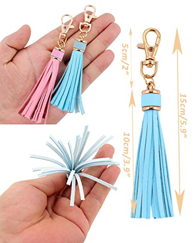 10 Pieces Artificial Leather Tassel With Swivel Clasp 5.9Inch Fringe Keychain Bag Charm For Women Bag Accessories Purse Making (Purple) #TOP1