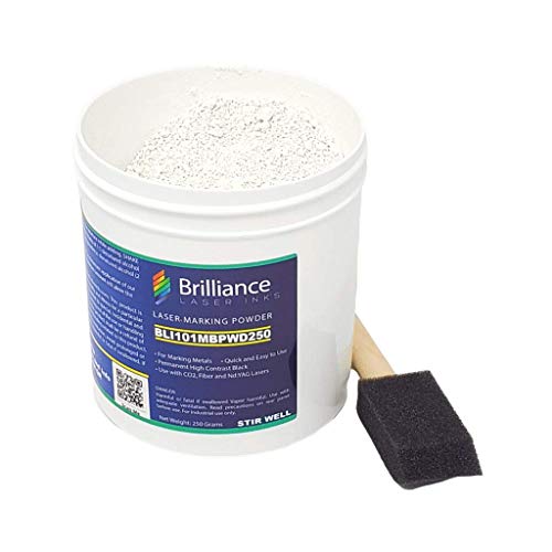 Brilliance Laser Inks 250 Grams Black Metal Marking Powder with Foam Brush Permanent Durable