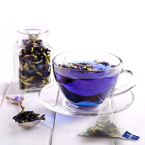 Blue Tea - Butterfly Pea Flower Lavender Herbal Tea - 10 Tea Bags | Calming Tea | Caffeine Free - Gluten Free | Vegan- Gmo - Free - Premium Zipper #TOP1