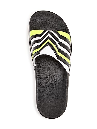 DAN WARD Mens Black Striped Round Toe Platform Slip On Slide Sandals Shoes 412