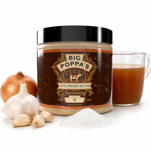 Big Poppa’s Cattle Prod Beef Injection – Competition-Tuned BBQ Brisket Injection for Juicy, Consistent Meat – Clean, Beef Marinade-Forward Blend for Ribs, and Steaks – Easy-Mixing Formula (19.7 Oz)