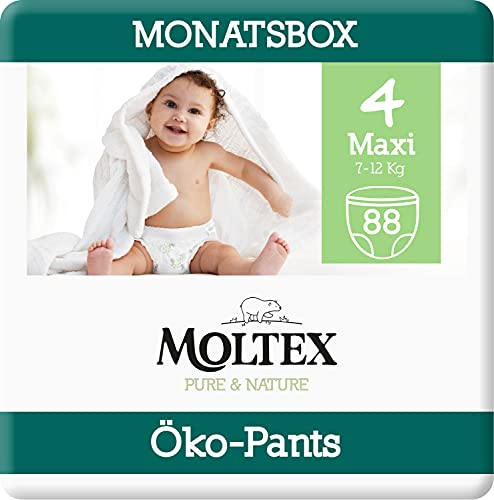 Moltex Pure & Nature Öko Pants Größe 4 Maxi (7-12 kg) Monatsbox - 88 Bio Windeln