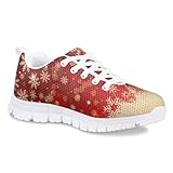 Gold Snowflake Sparkle Red Girls' Trail Running Shoes Slip-On Sneakers Kids Lightweight White Sole Walking Shoes