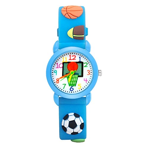 Reloj de niña Moda Dibujos Animados Fútbol Baloncesto Estilo Relojes Estudiante Niñas Cuarzo 3D Silicona Reloj de Pulsera Relojes para niñas (Color : Sky Blue)