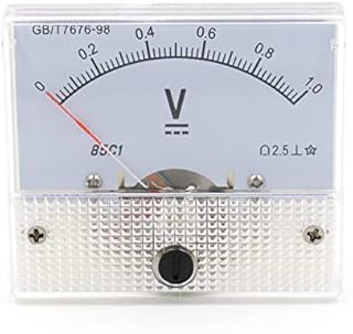 Heschen 85C1-1V Rectangle Panel Mounted Voltage Meter Voltmeter Tester DC 0-1V Class 2.5 White