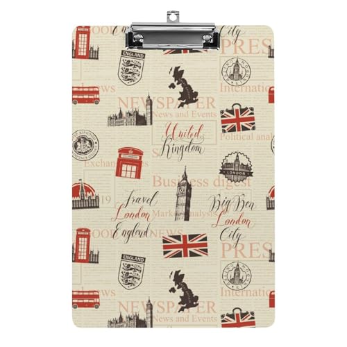 クリップボード A4 縦型 新聞柄 レトロ 英字柄 ファイルボード 壁掛け 画板 書きやすい お会計ボード て持ち運びやす 文書整理 文房具 会議パッド 事務用品 メモ 学校 家庭用バインダー