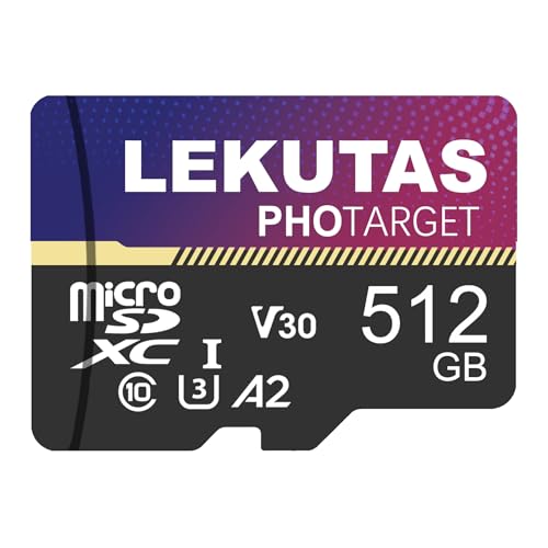LEKUTAS 512GB Micro SDJ[h microSDXC UHS-I tbV[J[h TFJ[h 100MB/s C10 U3 A2 V30 tHD 4K UHDrfI^p