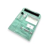 M&M Smartek 7 teiliges Schnupf Set Schnupftabak Etui mit Spiegel, 2X Dosierer, Stäbchen, Zieh-Röhrchen für Schnupftabak (Hellgrün)