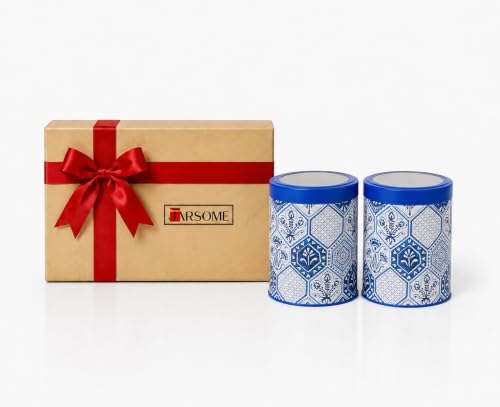 Image of Maroc Collection Airtight Kitchen Container|Set 1100ML- Set of 2| Food Grade Metal Jars for Dals, Millets, Pasta & Dry Food Storage| Vacuum Lid, Rust Resistant, Stylish Moroccan Blue Canisters