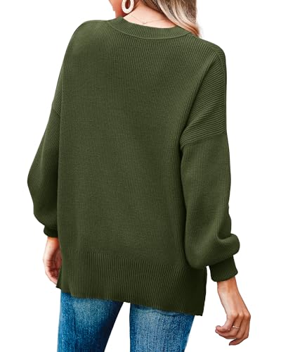 Image of Imily Bela Womens Oversized Tunic Sweaters Fall Slouchy Long Sleeve Ribbed Knit Side Slit Pullover Jumper