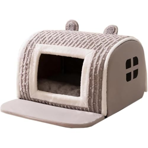 MLTUN MAKAN ドーム型犬小屋、秋冬用屋内小屋、猫用ベッド、中型・大型犬用、洗える、伸縮式、保温・保冷、ペット用品、完全密閉・防風 (グレー,M)