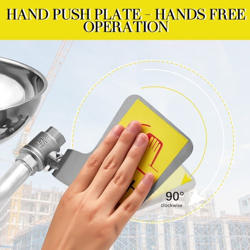 Image of Yaocom 2 Pcs Eye Wash Station Stand up Emergency Pedestal Mounted Eyewash Station Adjustable Water Flow Hands Free Operation Stainless Steel Floor Mount Eyewash with Dual Spray Head and Pedal (Silver)