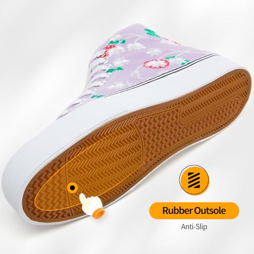 Image of ZGR Womens High Top Canvas Sneakers,Lace-up Casual Tennis Walking Shoes | Breathable canvas upper,memory foam comfort,non-slip outsole,high-top lace-up,for walking,tennis,travel,casual