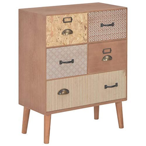 vidaXL Aparador con 5 Cajones de MDF Casa Hogar Jardín Mobiliario Mueble Decoración Bricolaje Cómoda Puertas Estructuras Salón Sala 60x30x78 cm