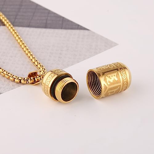 STWTR Tibetan Buddhist Meditation Stainless Steel Pendant Memorial Cremation Grey Pill Container Necklace for men and women with 23.6 "+1.9" necklace3