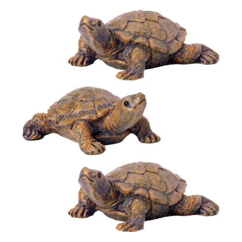 JDCMEI 3 Pezzi Statuetta a Forma di Tartaruga, lunghezza 6,5 cm, piccola figura di animali in resina, Simulazione Piccola Figura di Animali in Resina per Giardini, Paesaggi e