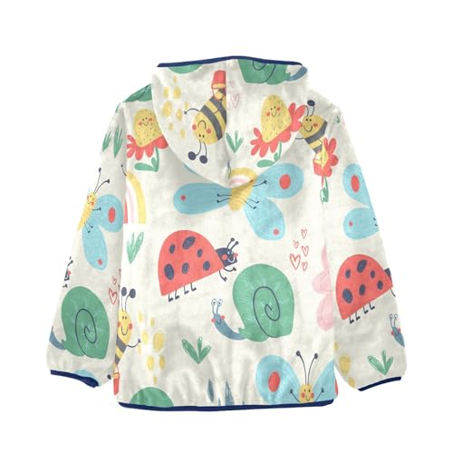 Happy Bugs Bees Butterflies Snails Girls Fleece Jacket Girls Fall Jacket Girls Zip Up Hoodie Girls Sherpa Jacket 2-10T2