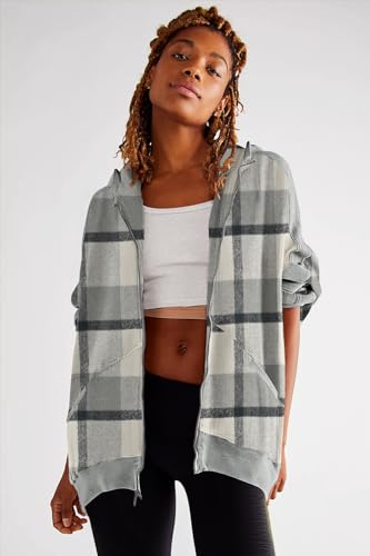 Image of Womens Fashion Zip Up Hoodies Oversized Waffle Knit Jacket Shirts Long Sleeve Solid Shacket Blouse with Pockets
