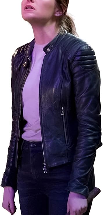 Veste en cuir véritable femme Emma Zombeiland noir pour le quotidien