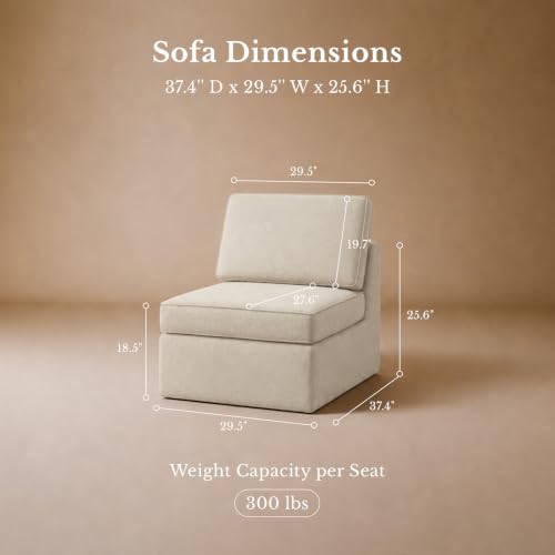 Image of Maywish Sectional Boneless Couch for Living Room, Armless Module, Beige