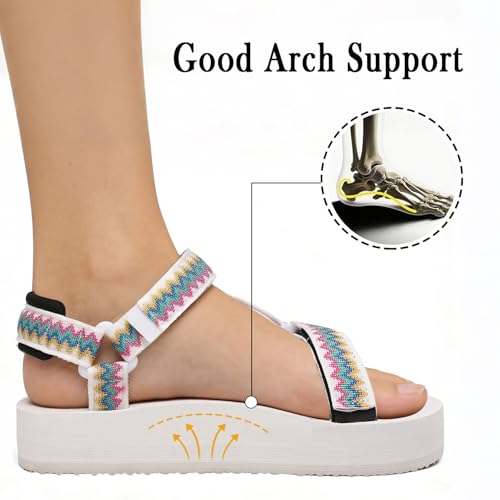 Image of Sport Walking Water Sandals for Women with Arch Support & Adjustable Straps Platform Sandals Women Height Increase