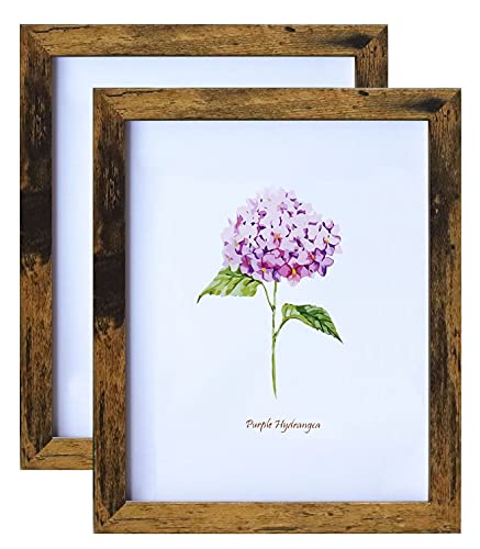 10x8 Inch Rustic Wooden Photo Frame Brown Picture frames 8x10 Inch Photo Frame for Tabletop or Wall Display 2 Packs
