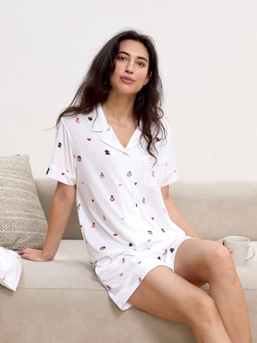 GYS Premium Women's Short Sleeve Pajama Set Notch Collar Button Down 2 Piece Sleep Sets, Viscose from Bamboo - Image 6