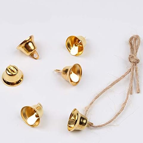 50pcs small Gingle Bell Gold bells Metal Crafts Wedding Home Party Decoration Small Mini Jingle Bells Gold Silver Pet Hanging Metal Bell Wedding Christmas Decoration Accessories Bells (1cm, Gold) Cover