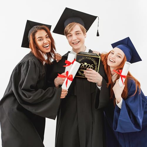 Image of 2026 Graduation Card Box Holder, Foldable Grad Congrat Decoration Box for Boys Girls Men Women Graduation Party Celebration Black