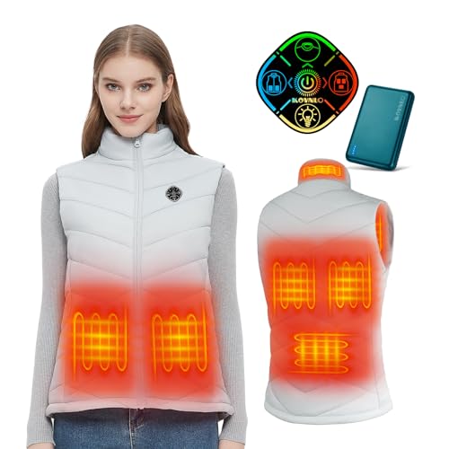 KOVNLO Women's Heated Vest With Battery Pack | 8 Heating Zones, 10000mAh, 3 Heat Levels, Fleece