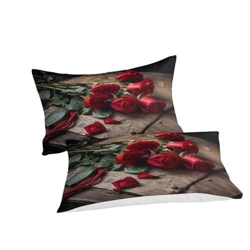 Linge de lit imprimé roses en microfibre douce avec fermeture éclair IOFEER - 6