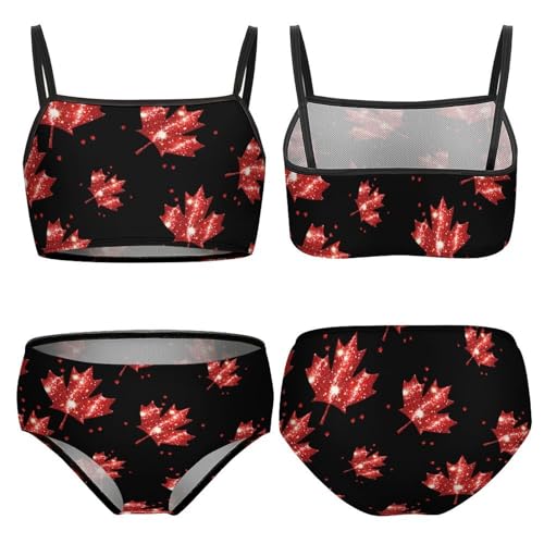 Canadian Flag Girls Swimsuits Two Piece Bikini Sets Beach Sport Swimwear Bathing Suit3