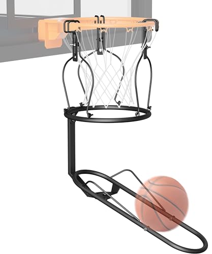 mocomax Basketball Return Attachment, 180 Rotatable Rebounder with 3 Stable Hooks, Black Aluminum...