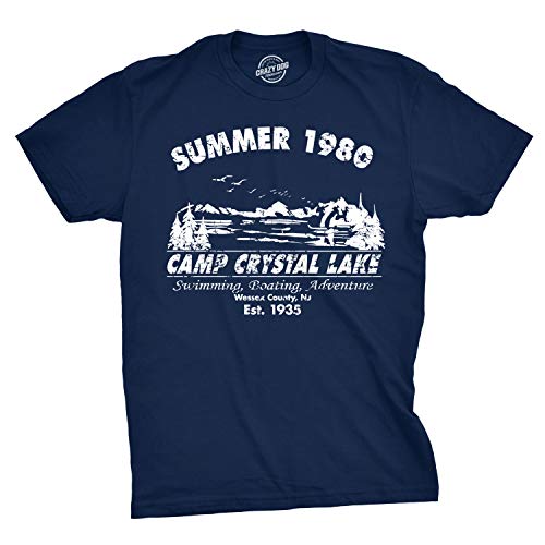 Crazy Dog Tshirts - Mens Summer 1980 Mens Funny T Shirts Camping Shirt Vintage Horror Novelty Tees (Navy) 5XL - Camiseta Divertidas