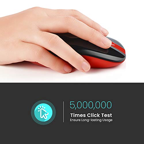 Leadsail Wireless Computer Mouse, 2.4G Portable Slim Usb Mouse, Silent Click Laptop Mouse With One Aa Battery 3 Adjustable Levels, 4 Buttons Cordless Mouse For Windows Mac Pc Notebook (Light Red) #TOP3