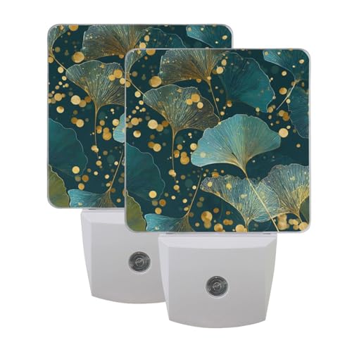 Luz Nocturna Sensor Ginkgo Hojas y Puntos Dorados miniatura 1