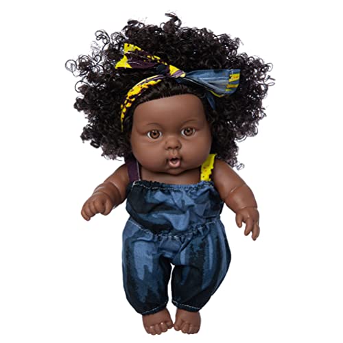 Kangmeile Poupée Africaine Curly 8 Pouces - Poupée Noir Afro-américaine réalistes Poupon bébé poupées pour Enfants Jouets pour Enfants