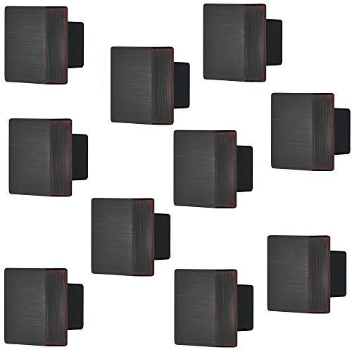 Gedotec Möbelgriff eckig Türknopf Vintage Möbelknopf Bronze geölt - SQUARE | Knopf-Griff 30 x 30 mm | Schrankknopf Antik für Schubladen & Kommode | 10 Stück - Design Tür-Knauf Schranktür mit Schrauben