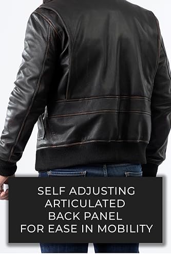 Image of Mens Bomber Leather Jacket Black | Real Leather Biker Jacket With Vintage Styling