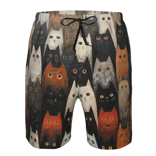 Cat Print Stylish Beach Shorts Swim Trunks Lightweight Breathable Summer Outdoor Activities4