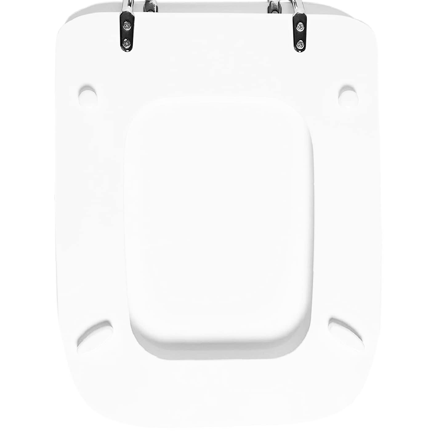 BM 7016 Copriwater Sedile Tavoletta WC Coperchio Toilet Seat Bagno in Legno MDF Bianco Quadrato Rettangolare, Misura Standard Fissaggio dal Basso Cerniere Incluse