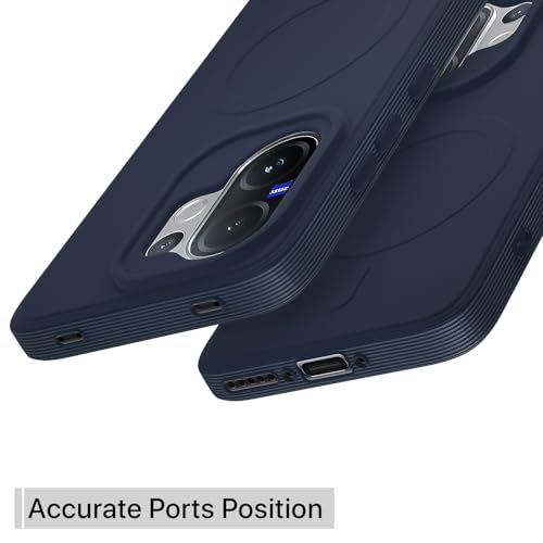 Image of Outlouders Back Cover for Vivo V60 5G / Vivo T4 Pro 5G Soft Matte Silicone Cover with Slim Fit | Mag-Safe Logo (Not Mag-Safe Compatible) | Shockproof | Camera Protection Bumper Case (Blue)