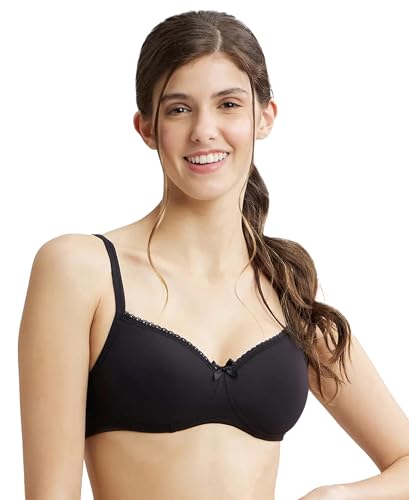Image of Jockey FE23 Women's Wirefree Padded Super Combed Cotton Elastane Stretch Medium Coverage Multiway Styling T-Shirt Bra with Detachable Straps