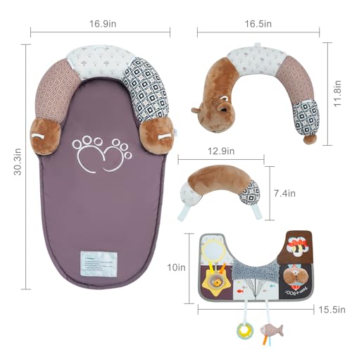 Image of Lovvie & Joy 2-in-1 Tummy Time Mat & Seated Support Pillow,Baby Tummy Time Pillow Support for Newborns and Older Babies,with Detachable Support Pillow and Toys Bear
