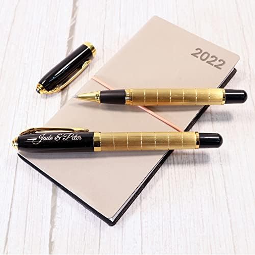 Personalised Custom Premium Golden Design Metal Pen + Gift Box | Design A Truly Unique Present | Laser Engraved