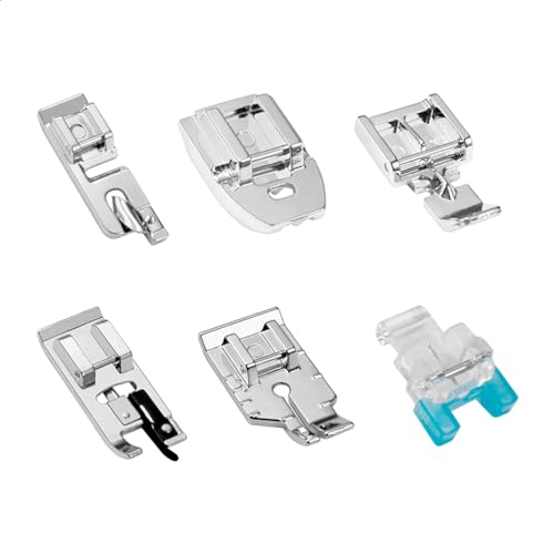 FIKLOTA 6-Piece Sewing Machine Presser Foot Set - Including 1/4