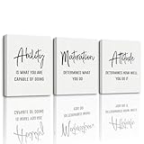 3 Pieces Canvas Wall Art, Motivational Wall Art, Inspirational Quotes Canvas Painting, Ability Motivation Attitude Prints, Entrepreneur Office Decor, Success Artwork for Home Office Decor